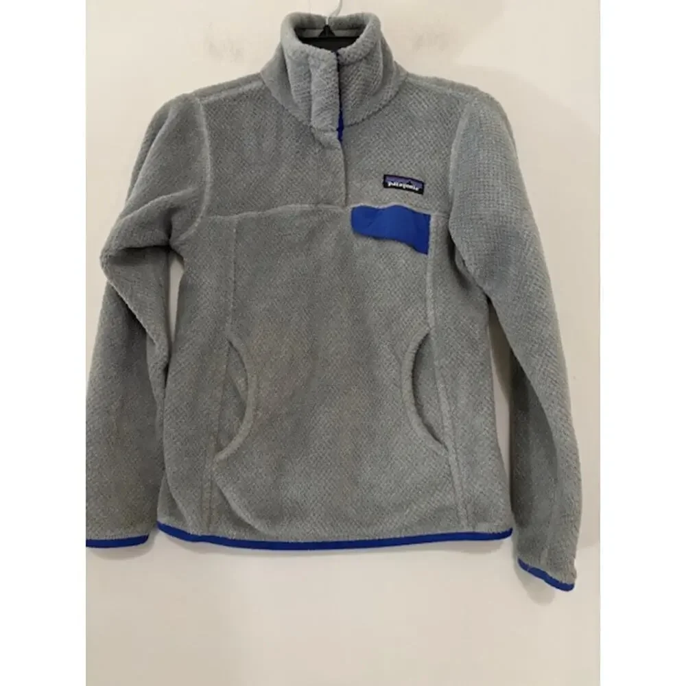 Patagonia Synchilla T-Snap Fleece Pullover Jacket Gray Purple Womens XXS
